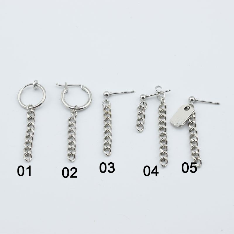 Khuyên tai chuỗi xích titan không gỉ đơn giản unisex