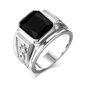 Nhẫn nam titan cao cấp thời trang kiểu chạm rồng 2 bên trangsucpt đá đen thép không gỉ PTNNA251