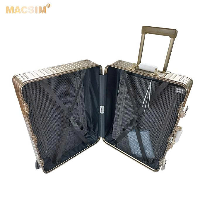 Vali hợp kim nhôm nguyên khối MS1104 nhãn hiệu Macsim cao cấp màu ti-gold , màu đen cỡ 26 inches