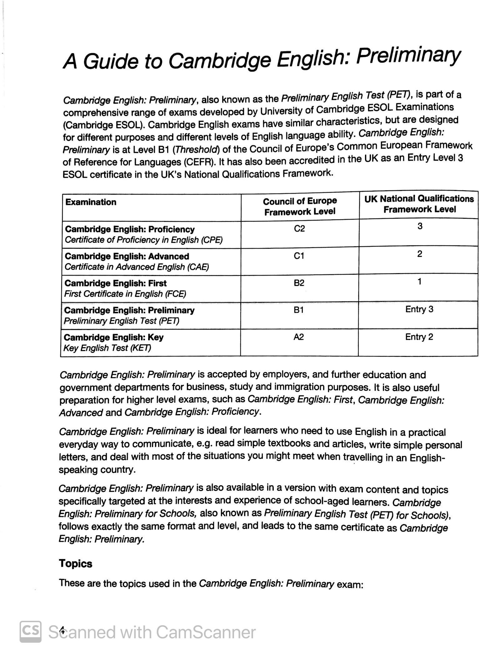 Cambridge Preliminary English Test 7 Student
