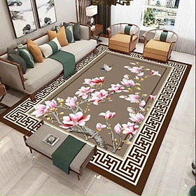 Thảm Trải Sàn Bali Hoạ Tiết Hoàng Gia Cổ Điển, Thảm Trải Phòng Khách Đế Cao Su Chống Trơn Trượt - Hàng Chính Hãng MINIIN