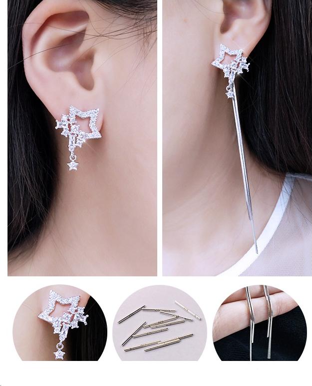 Bông tai nữ nửa sao đính đá đuôi dài