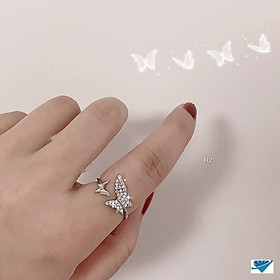 Nhẫn bạc nữ freesize mặt đá tim chất liệu bằng bạc s925 SA0057