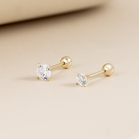 Khuyên Tai Vàng 14KY - Square Cubic Piercing Korean Style - MOON Jewelry