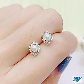 Bông tai bạc gắn hạt trai nhỏ xinh chất liệu bạc s925 MS35b