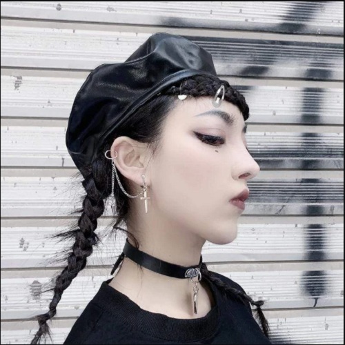 Bông tai nam nữ chữ N phối mặt dây chuyền chữ thập đinh nhọn cá tính gothic bí ẩn