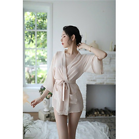 Áo ngủ + chip SAL059 lưới mềm mại kèm dây buộc áo gợi cảm