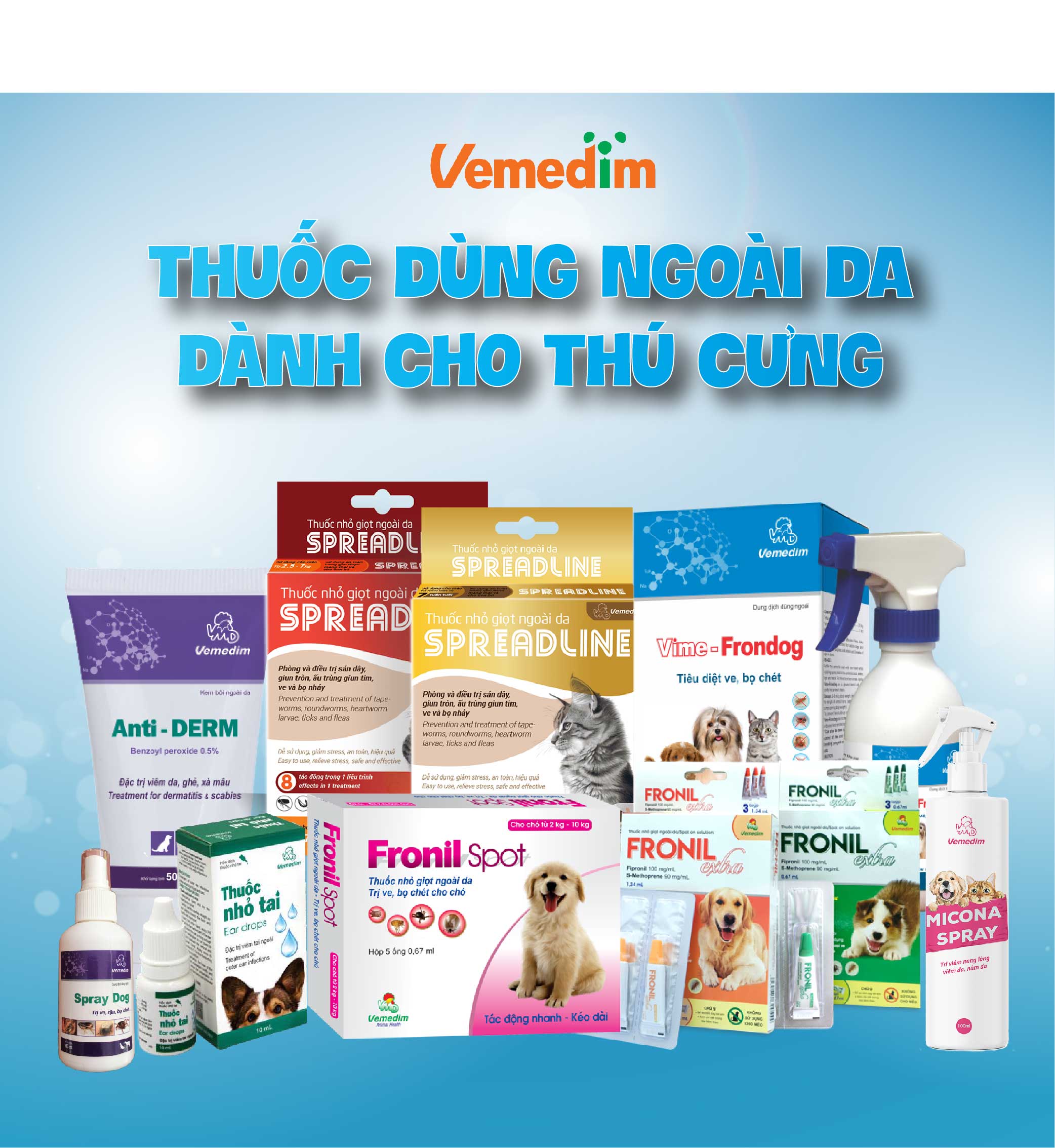 Vemedim Vime-Blue phun xịt sát trùng ngoài da, chai 100ml