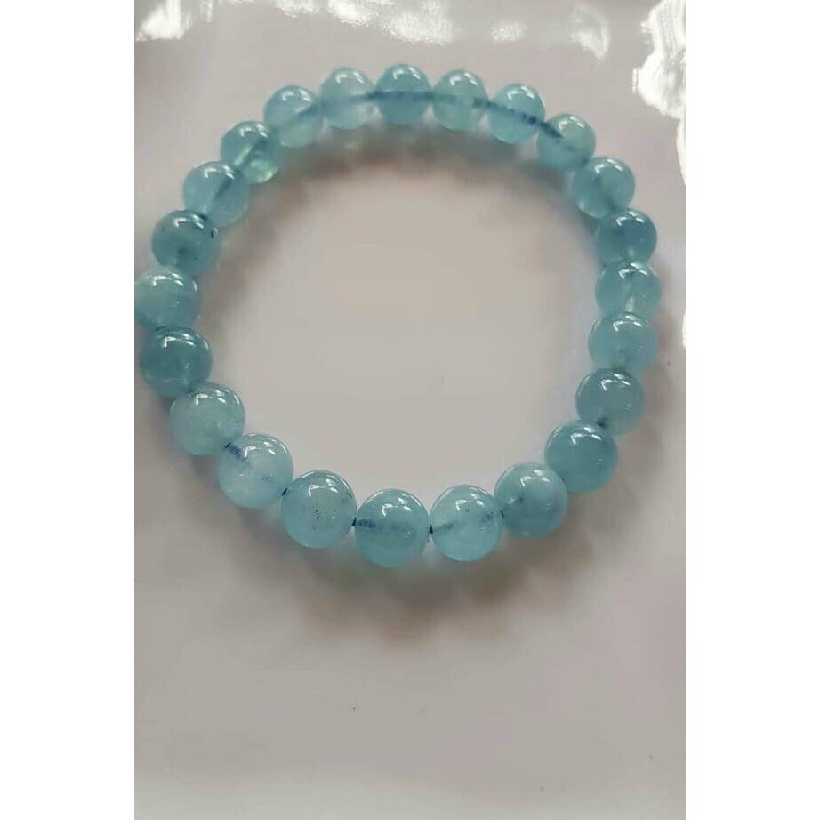 Vòng tay Nữ Đá Aqua xanh da trời tự nhiên đẹp size hạt 9mm XANH NHẸ NỮ MỆNH THUỶ MỘC Hỏa đeo hợp tuổi hợp mệnh tốt công việc làm ăn tốt sức khỏe công việc ạ