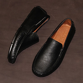 Giày MICHILUX Da Bò Thật Chính Hãng Classic Moccasin CSMS0 Màu Đen