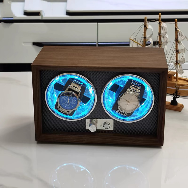 Hộp xoay đồng hồ cơ tự động quay automatic chất liệu gỗ óc chó cao cấp W166