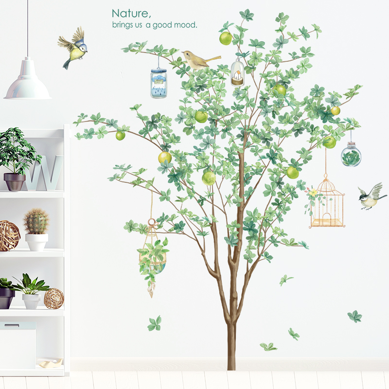 Decal dán tường Sticker dán tường in chất lượng cao có keo mặt sau mẫu Cây Lựu Vintage ZH70