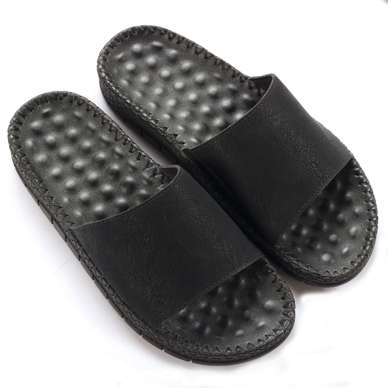 Dép Nam Quai Ngang Bảo Hân, Kiểu Dáng Thanh Lịch, 2 Màu Đen,Nâu, Slipper Đế Bằng Khâu Đế Mã DE09.