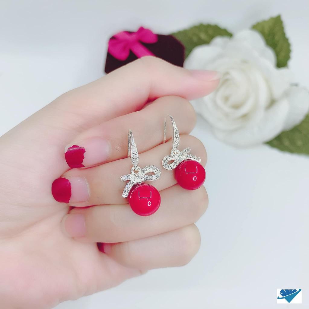 Bông tai bạc khuyên tròn hoa trai chất liệu bằng bạc s925 MS0094
