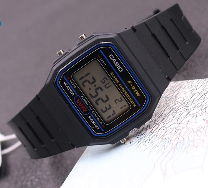 Đồng Hồ Unisex Chính Hãng Casio F-91W-1DG Dây Nhựa