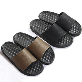 Dép Nam Quai Ngang Bảo Hân, Kiểu Dáng Thanh Lịch, 2 Màu Đen,Nâu, Slipper Đế Bằng Khâu Đế Mã DE09.