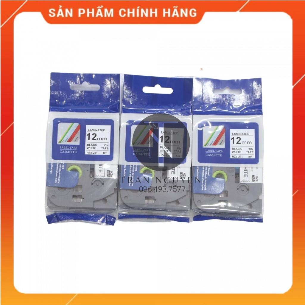 Nhãn In Brother HZe-231 - Đen nền trắng 12mm x 8m - Hàng nhập khẩu