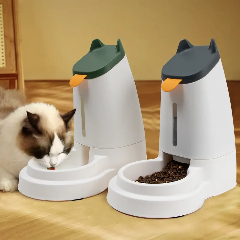 Bình Thức Ăn Tự Động Cho Chó Mèo Hình Mèo Tai Vểnh
