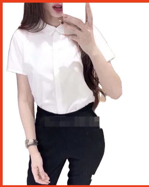 Sơ mi trắng công sở_ Sơ mi trắng nữ cộc tay chất thô nhật dư xịn