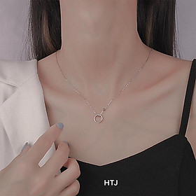 Dây chuyền nữ liền mặt tròn chất liệu bạc s925 MS85e