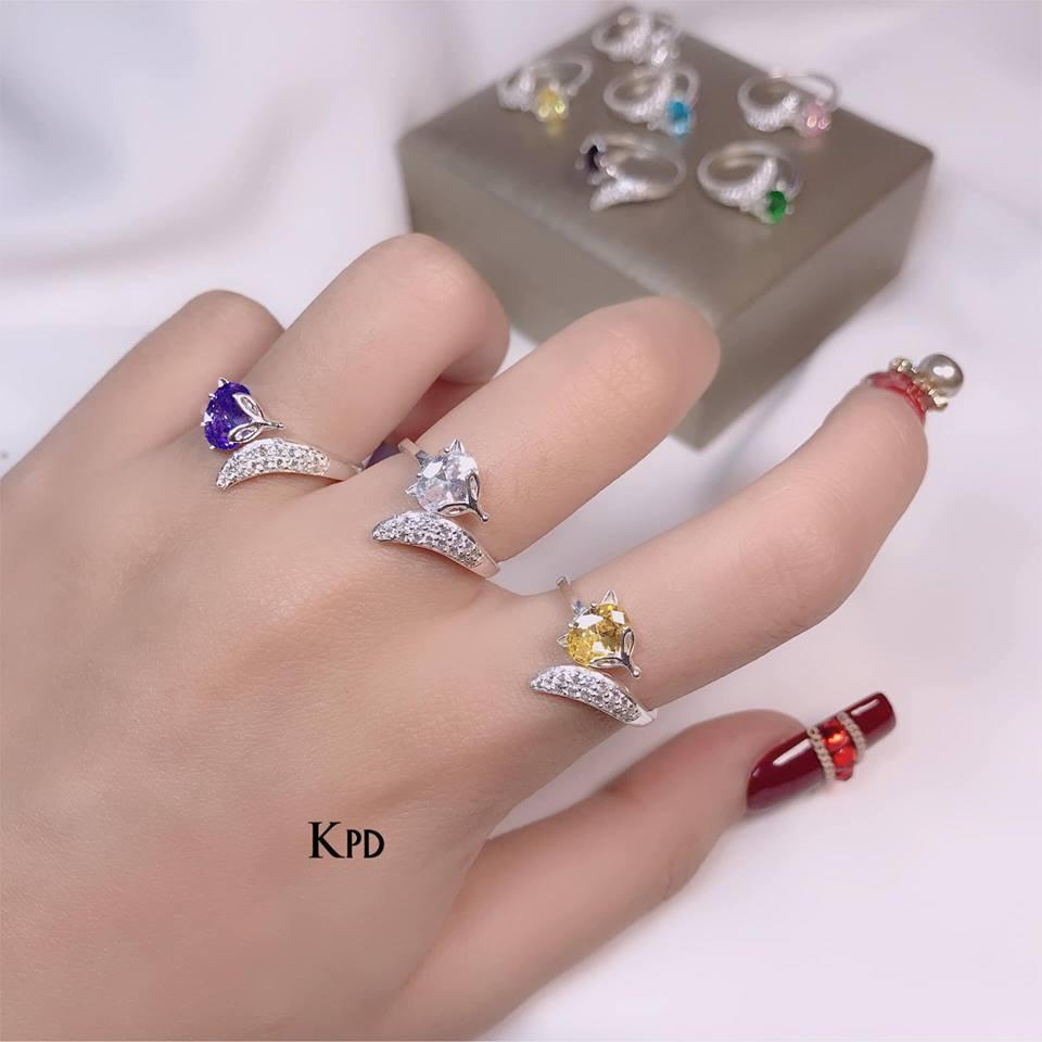 Nhẫn bạc ta mặt hồ ly free size nhiều màu