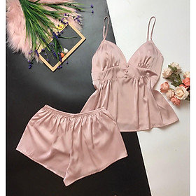 Bộ đồ ngủ satin hoa 04
