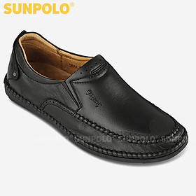 Giày mọi nam da bò đế cao su mũi tròn SUNPOLO MOI011