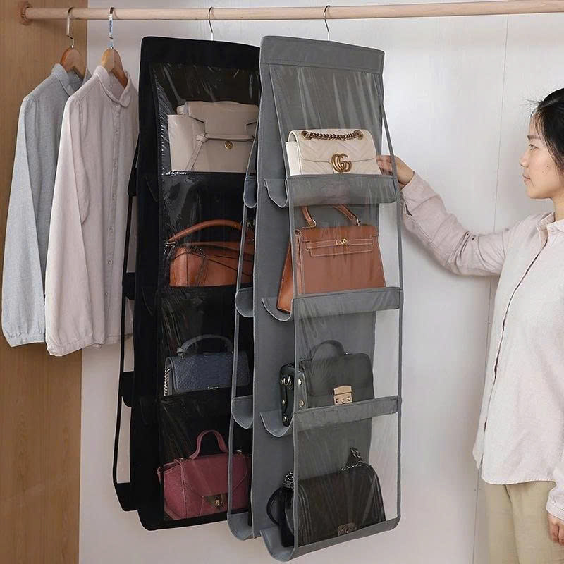 Túi Treo Túi Xách Đa Năng – 2 Mặt, 6 Ngăn, Trong Suốt, Bền Đẹp, Gọn Tủ