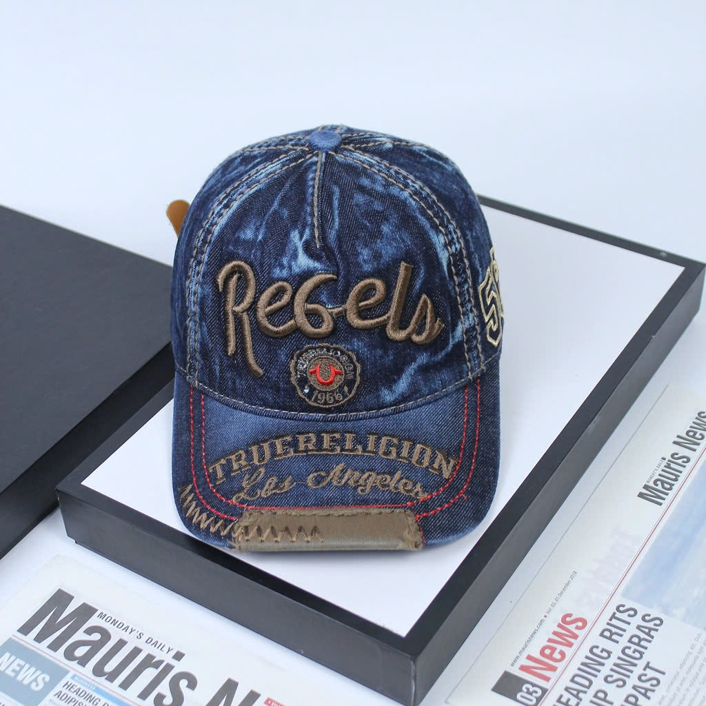Nón nam, mũ lưỡi trai Ông Địa Rebels phối vải jeans form đẹp thời trang đường phố