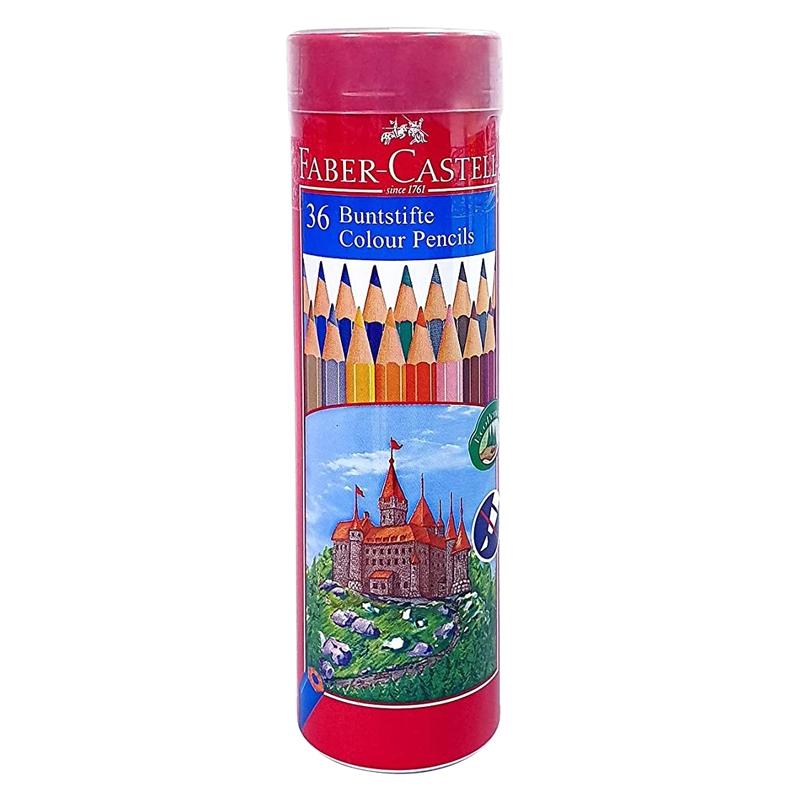 Chì Màu Lục Giác Castell -115828 - 36 Màu Dài (Hộp Thiếc Tròn) Faber Castell