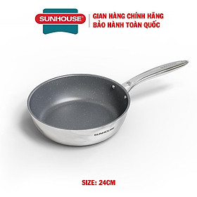 Chảo inox nguyên khối Sunhouse Desire DE24M, Đường kính 24 cm, Chất liệu inox 2 lớp nguyên khối, Dùng được cho bếp từ, Hàng chính hãng