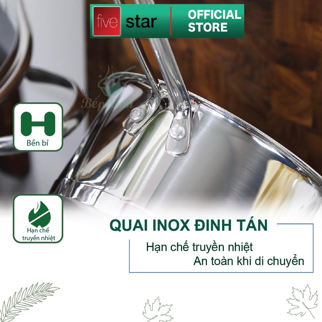 Bộ nồi chảo chống dính vân đá Fivestar Plus 6 món nắp kính , 3 đáy dùng được mọi bếp , tặng 1 vá canh