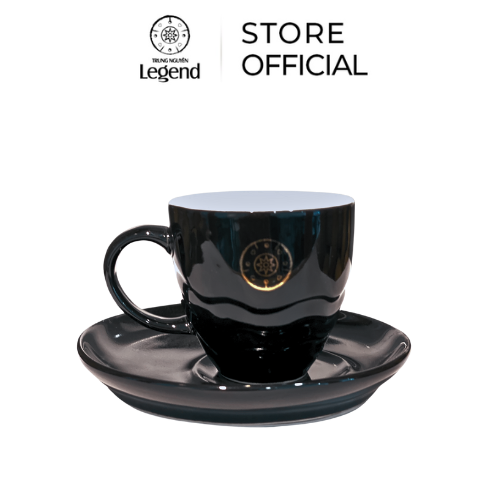 Bộ Tách Đĩa Gốm Espresso Đen Trung Nguyên Legend - 90 ml