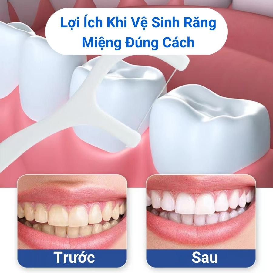 Phụ kiện nhà bếp phòng ăn _ Set hộp 50 cây tăm chỉ nha khoa , an toàn dễ sử dụng