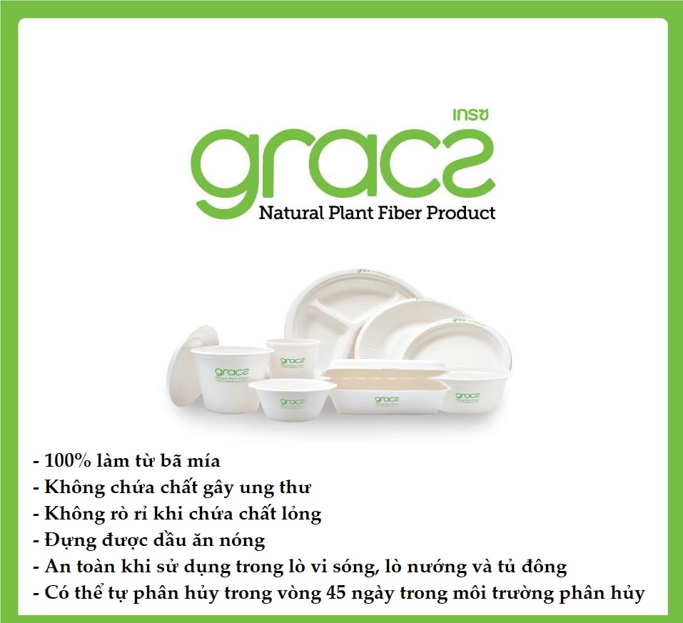 Chén giấy bã mía Thái Lan 350ml (10 cái/xấp) - thương hiệu Gracz