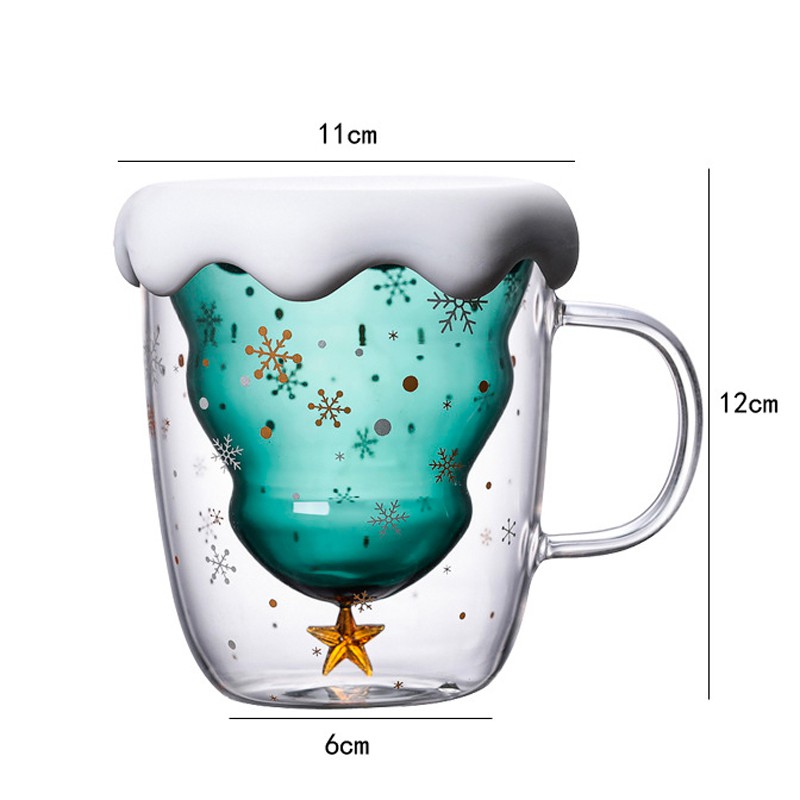Ly Thủy Tinh 2 Lớp Hình Cây Thông Cách Nhiệt Cao Cấp
