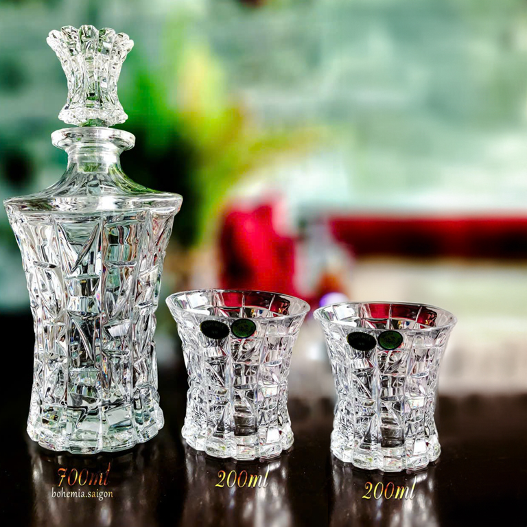 Bộ bình rượu kim cương Bohemia Pha lê Tiệp Khắc