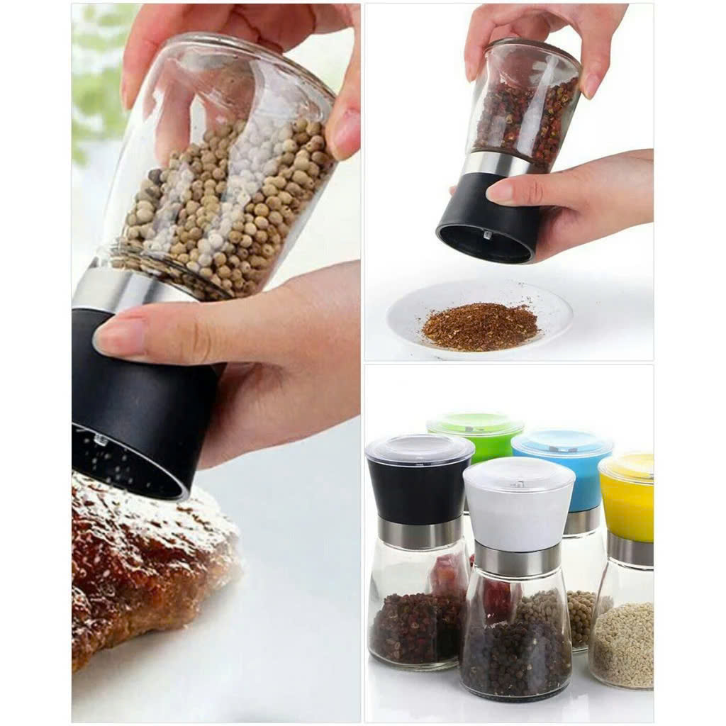 Lọ xay tiêu thủy tinh, lưỡi sứ - Màu ngẫu nhiên