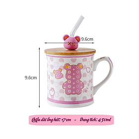 Ly Sứ Cao Cấp Nắp Gỗ Dễ Thương Thể Tích 450ml
