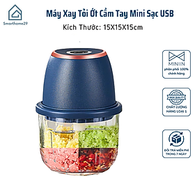 Máy Xay Tỏi Ớt Cầm Tay Mini Sạc USB – Lưỡi Dao Inox 3 Cánh Xay Gia Vị Siêu Nhanh - HÀNG CHÍNH HÃNG MINIIN