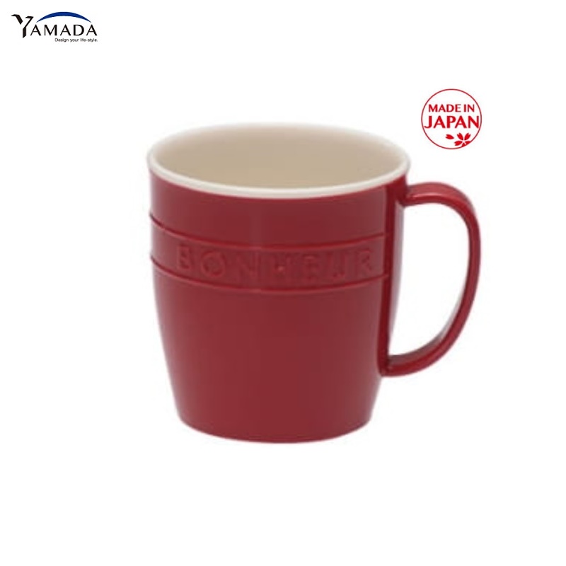 Cốc nhựa giả sứ Yamada 300ml, kiểu dáng đơn giản cùng quai cầm chữ C tiện dụng, chắc chắn - nội địa Nhật Bản