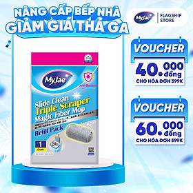 (Chọn Loại) Bông Lau Thay Thế MyJae Sợi Microfiber Dành Cho Cây Lau Nhà Tự Vắt 2 Ngăn 33cm x 12cm