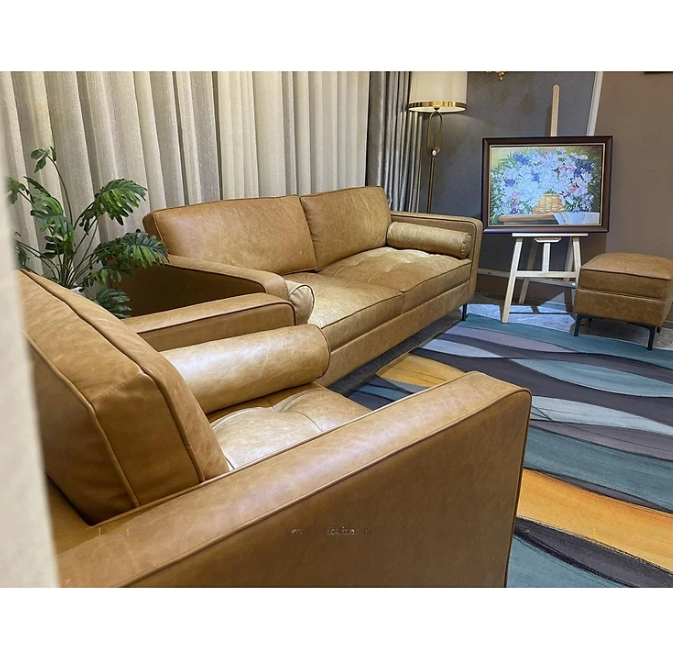 Combo ghế sofa băng da bò Italy Tundo màu vàng SFBCT07 2m hàng cao cấp chuẩn da bò nhập khẩu Ý