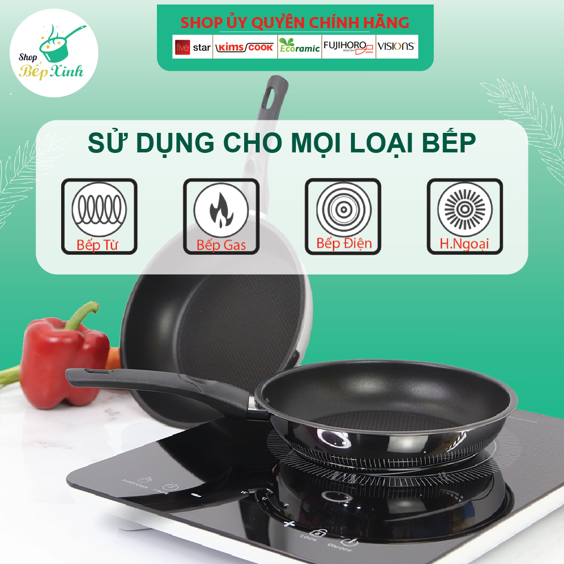 Chảo Inox Chông Dính 3 Đáy Fivestar CKD26-3DI (26cm) - Hàng Chính Hãng