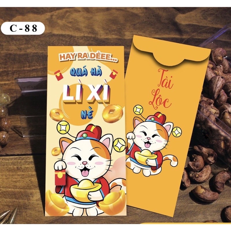 Com bo 10 xấp 100 bao xì xì Tết truyền thống đa dạng nhiều màu , nhiều mẫu dễ thương và cute