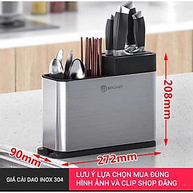 HỘP GÍA KỆ CÀI DAO CẮM ĐŨA MUỖNG THÌA ĐA NĂNG INOX 304 CÓ KHE RÃNH THOÁT NƯỚC & VÀ DỄ DÀNG THÁO LẮP VỆ SINH ( HÀNG CAO CẤP XEM KỸ MÔ TẢ HÌNH ẢNH VÀ CLIP )