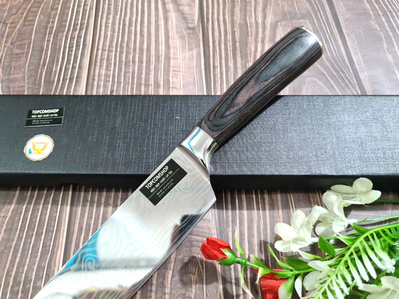 DAO - DAO BẾP NHẬT BẢN SANTOKU THÉP DAMASCUS MÃ A10 DT116 nt topcomshop vn