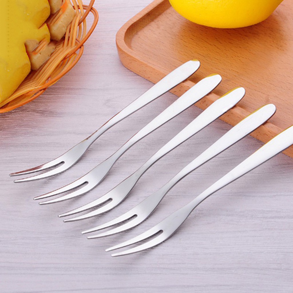 Bộ 10 Nĩa Hoa Quả Inox Cao Cấp Loại Đầu 2 Răng - Nĩa Ăn Trái Cây Đồ Tráng Miệng Cao Cấp - Hàng Loại 1 - Chính Hãng MINIIN