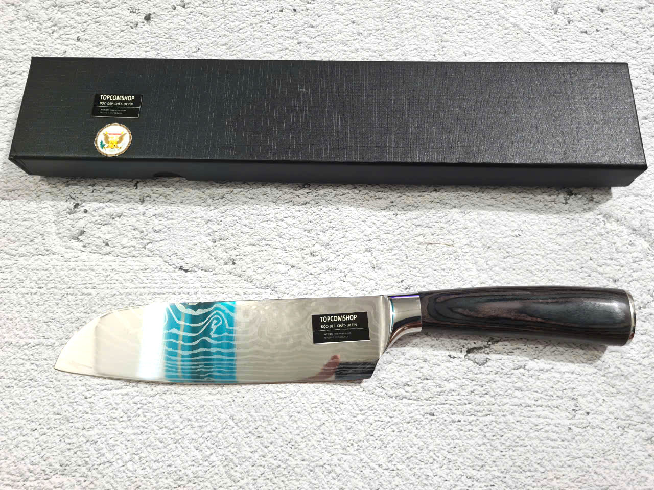 DAO - DAO BẾP NHẬT BẢN SANTOKU THÉP DAMASCUS MÃ A3 DT116 nt topcomshop vn