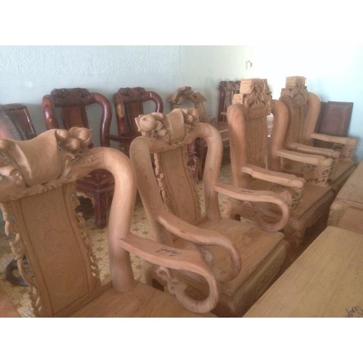bộ bàn ghế salon gỗ gụ trạm đào tay 10